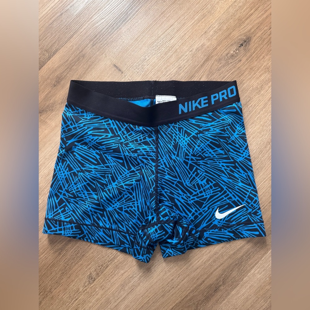 Nike Pro Black and Blue Athletic Shorts